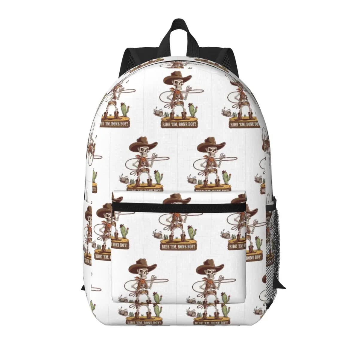 Western Cowboy Skeleton Halloween Cowpoke Student Backpack School Bag Hiking Travel Daypack for Boys Girls Bookbag Shoulder Bags