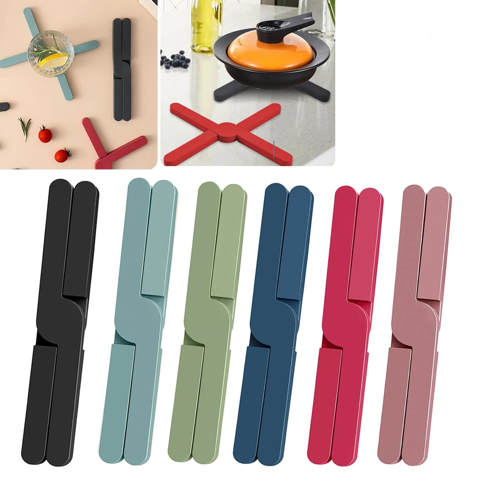 1PC Colorful Silicone Foldable Heat-Resistant Mats, Suitable for Hot Pots And Frying Pans, High-Temperature Resistant, Non-Slip