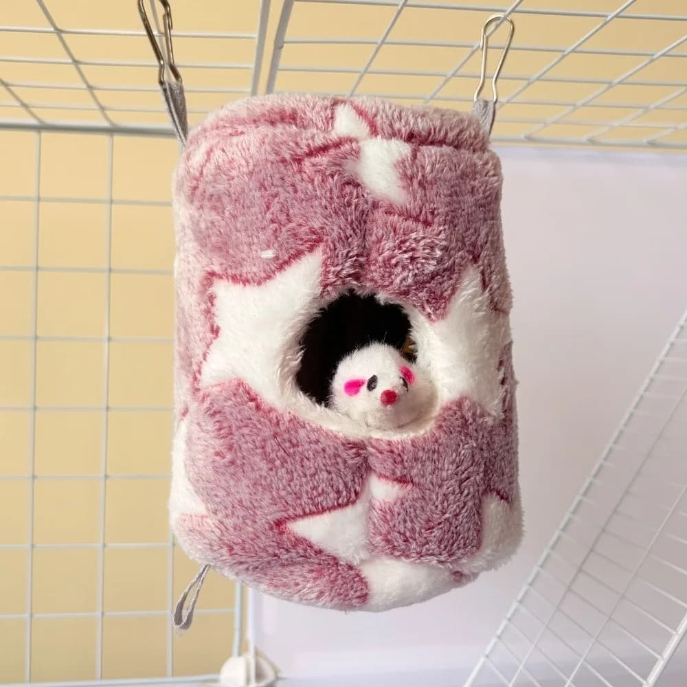 Fashion hot hammock for hamsters thicken tunnel design sleeping bag for pets velvet pattern cartoon hamster hanging accessories for cages