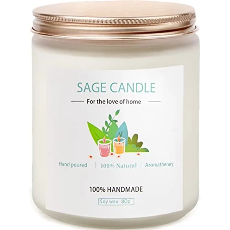 Candela alla Salvia per Purificare la Casa, 8 Once, 45 Ore di Durata, Candele Profumate alla Salvia in Cera di Soia per la Casa, per la Purificazione Energetica della Casa, B