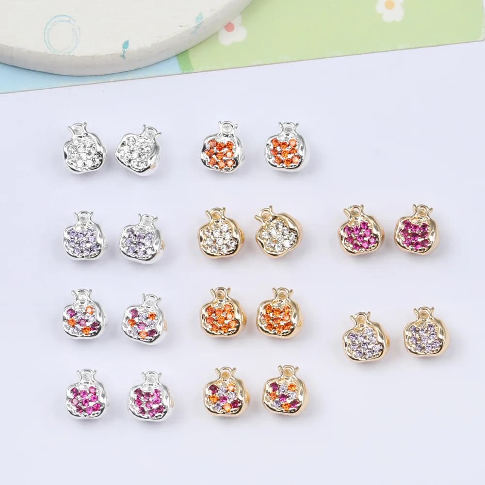 Design cordiale 50 pezzi 10*11MM accessori per gioielli/ciondoli CZ/forma di melograno/fatti a mano/braccialetti con strass fai da te che fanno #102712
