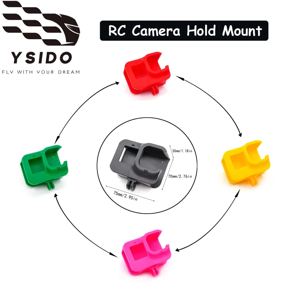 YSIDO Gopro Telaio di montaggio per fotocamera regolabile TPU stampato in 3D per FPV RC Racing Drone Gopro Hero 9/10/11/12 Accessori per fotocamera
