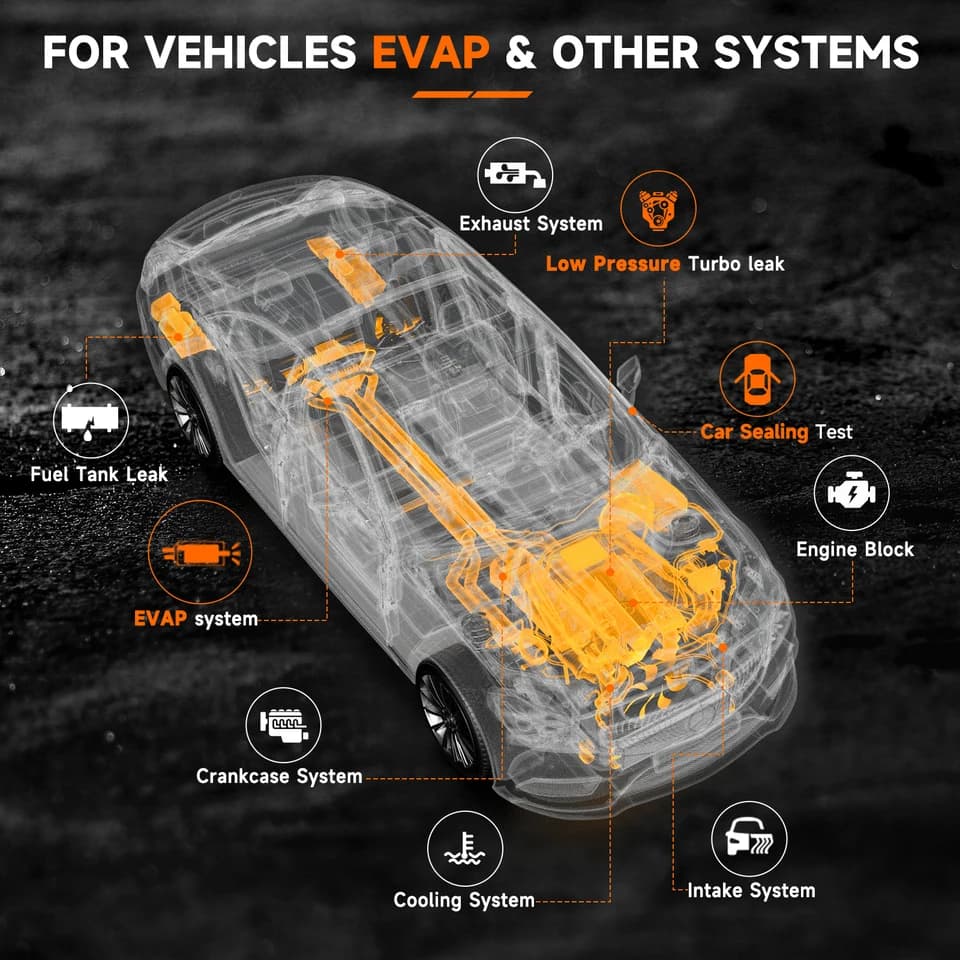 L100 Manometro digitale Rilevatore di perdite per macchina del fumo automobilistica per auto EVAP Tubi sottovuoto Strumento diagnostico di scarico