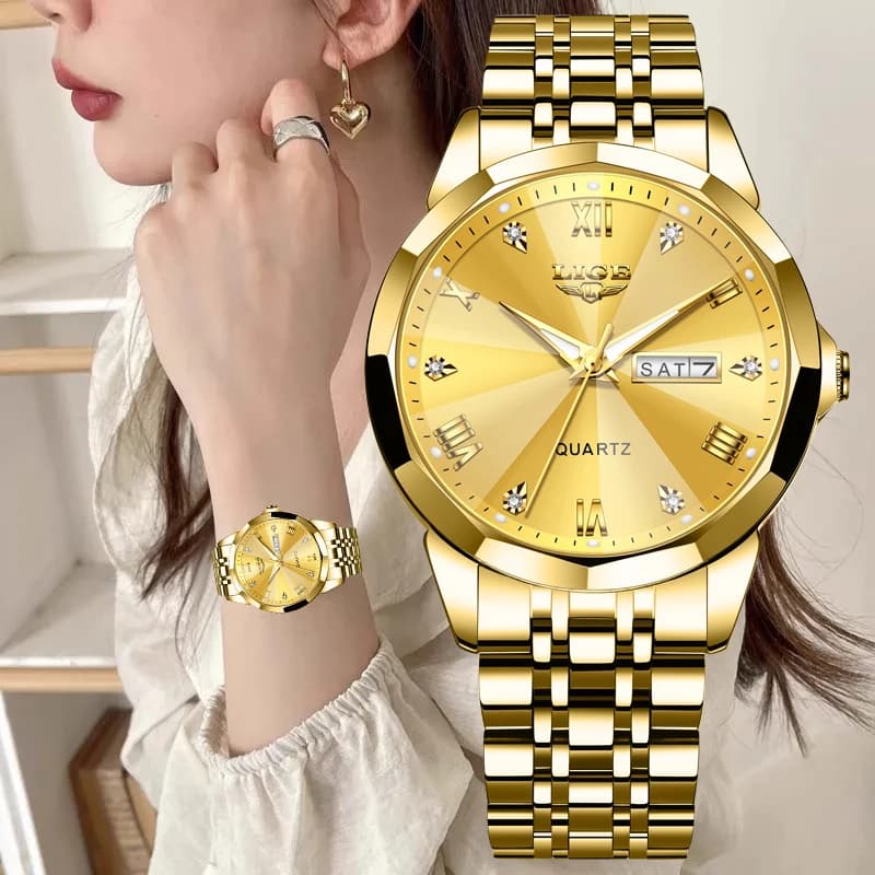 LIGE Brand Luxury Women Watch Fashion Waterproof Quartz watches for women Full Steel Sport military chronograph Reloj Mujer