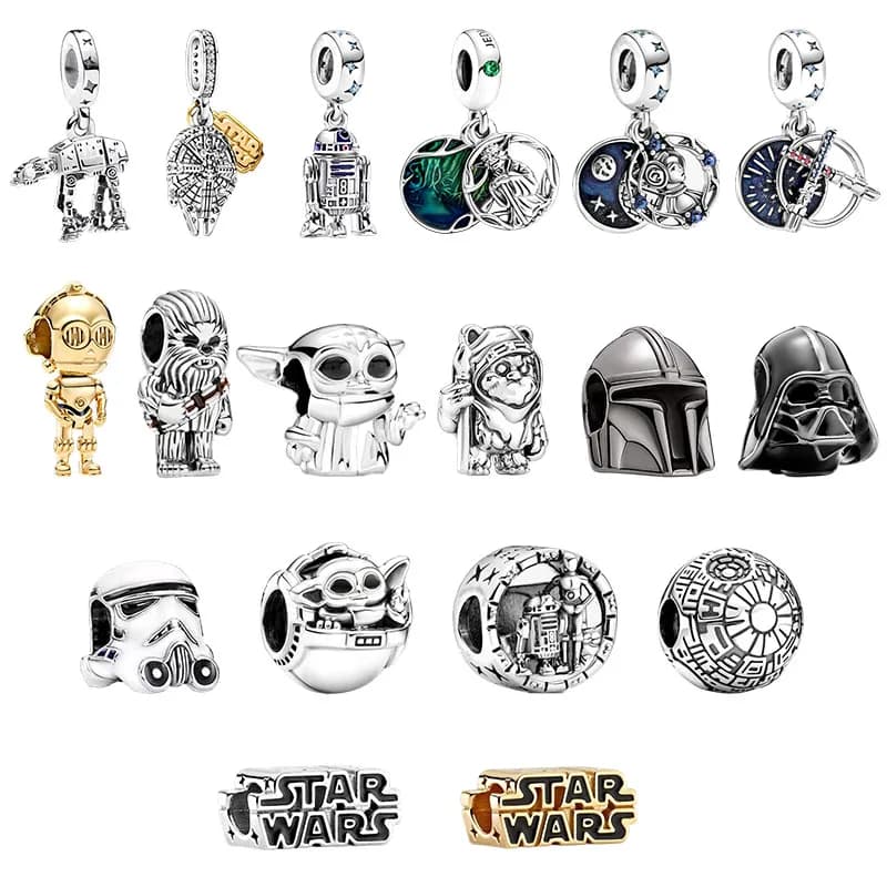 Ciondolo con perline a tema Star Wars compatibile con bracciali e collane originali in argento a serpente, per gioielli fai da te, regalo per donna