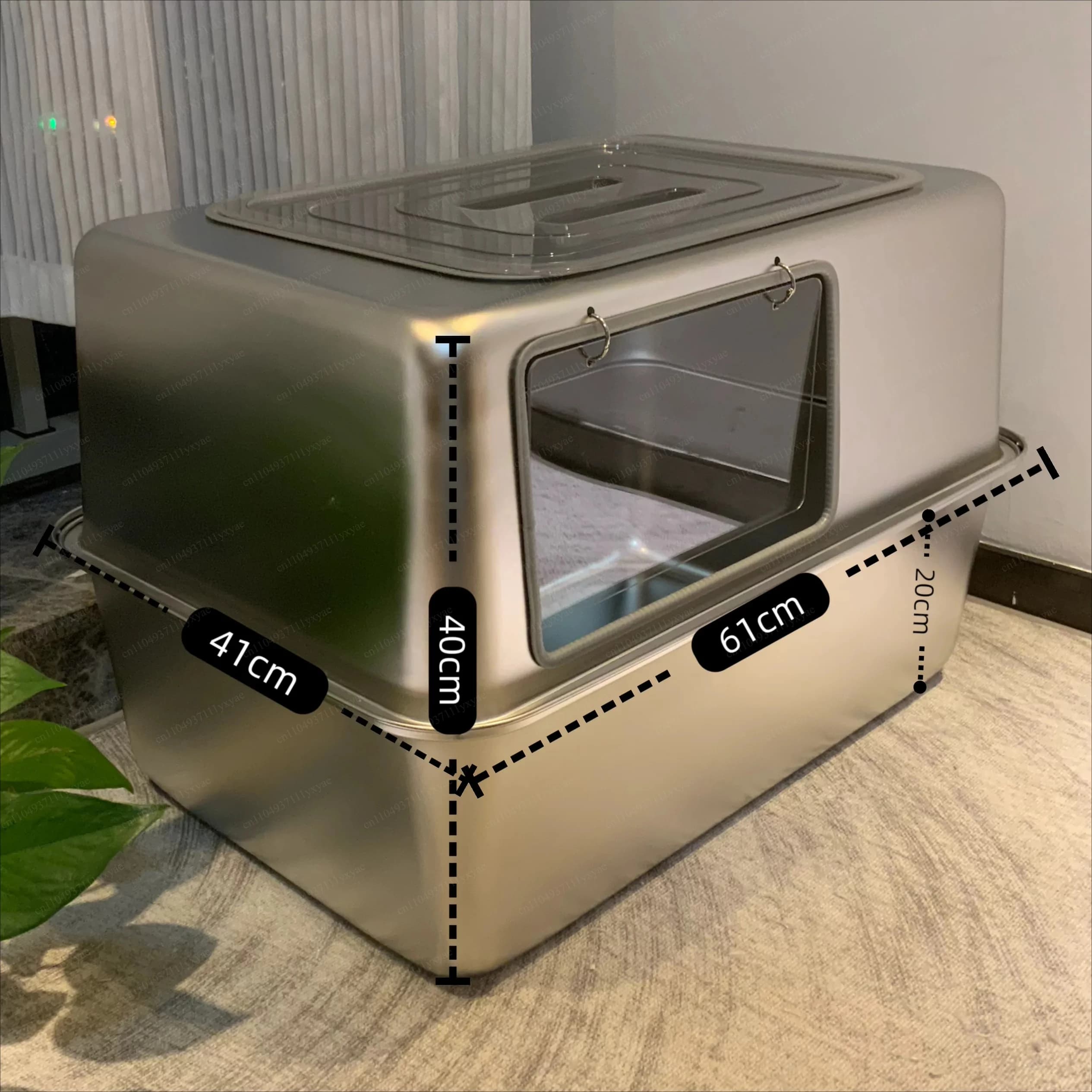 All stainless steel cat litter box, super large 60cm splash proof feces pot, large capacity, super large 70cm