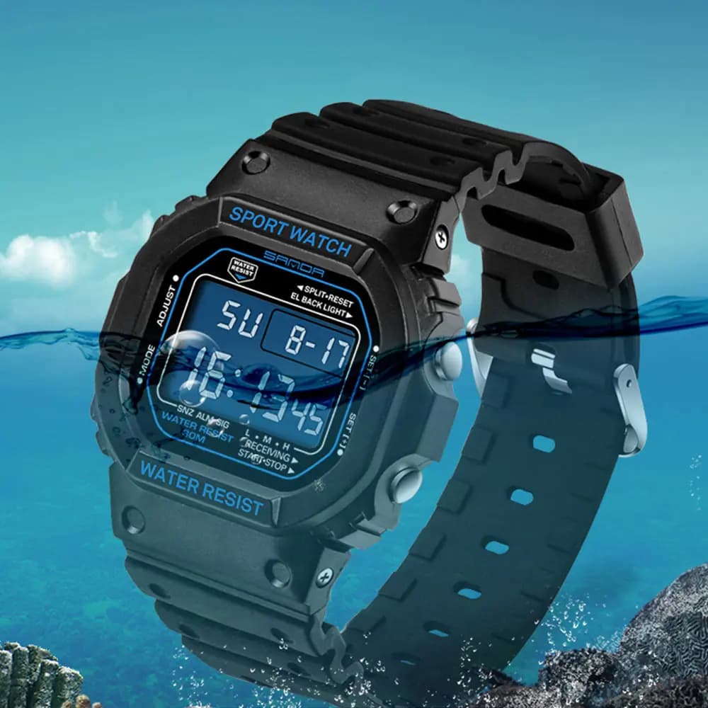 Orologio digitale da uomo a LED, in gomma, antiurto, militare, multifunzionale, per fitness, cronometraggio, allarme, cronografo resistente all'acqua