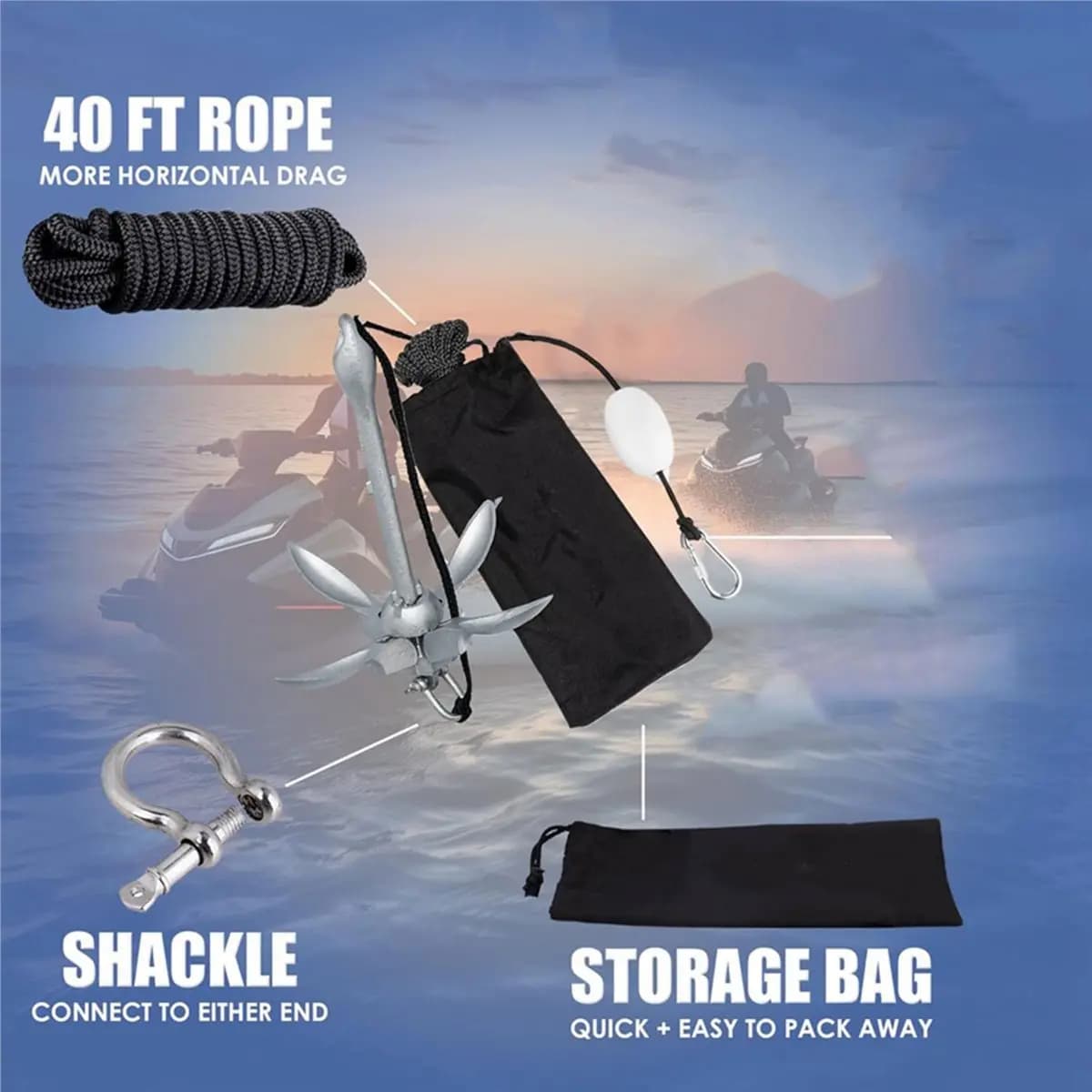 828 Mega Sale Kayak Anchor, 3.5 Pound Anchor System Kit for Kayaks, Canoes, SUP Paddle Boards & Jet Skis, Fishing, Boating