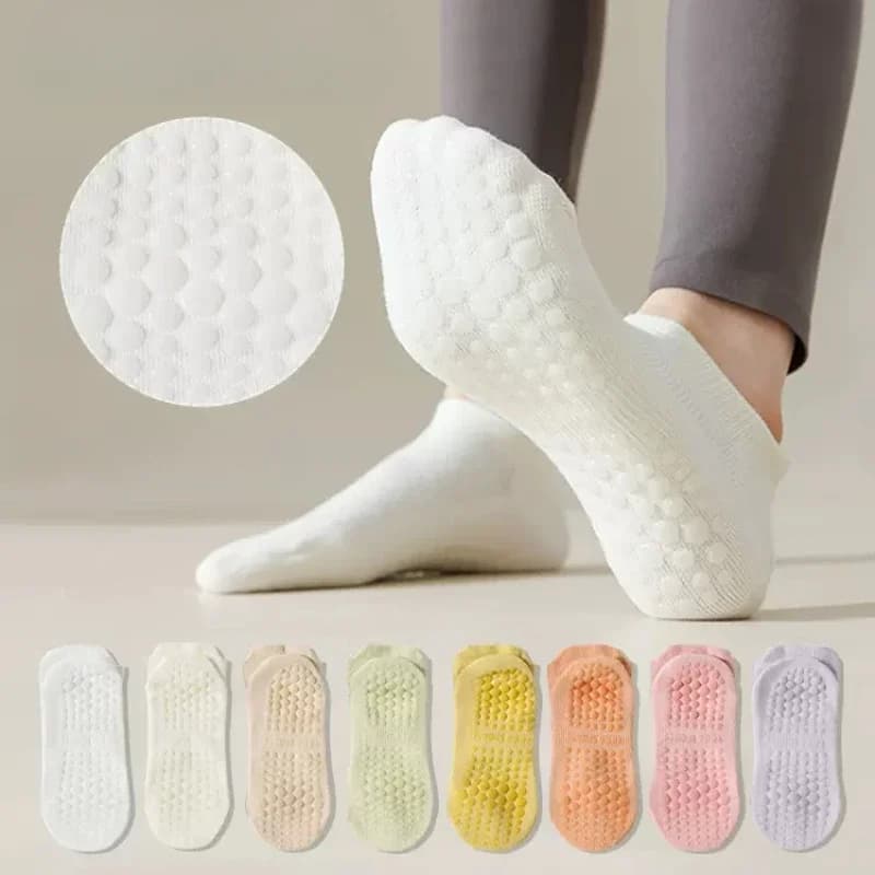 1/5 paia di calzini da yoga traspiranti in rete da donna, calzini corti antiscivolo in cotone per palestra, fitness, danza, pilates, sport