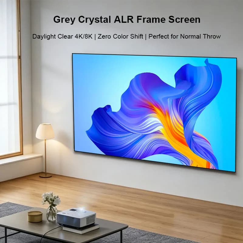 Grey Crystal ALR Projection Screen Ambient Light Rejecting Fixed Frame Projector Screen For Projector 4k Home Cinema
