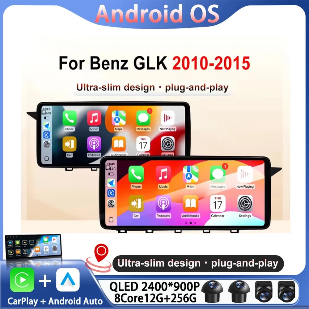 2400*900P QLED Screen Android 16 For Benz GLK 2010-2015 DSP Car Radio Multimedia Video Navigation GPS WiFi Stereo BT