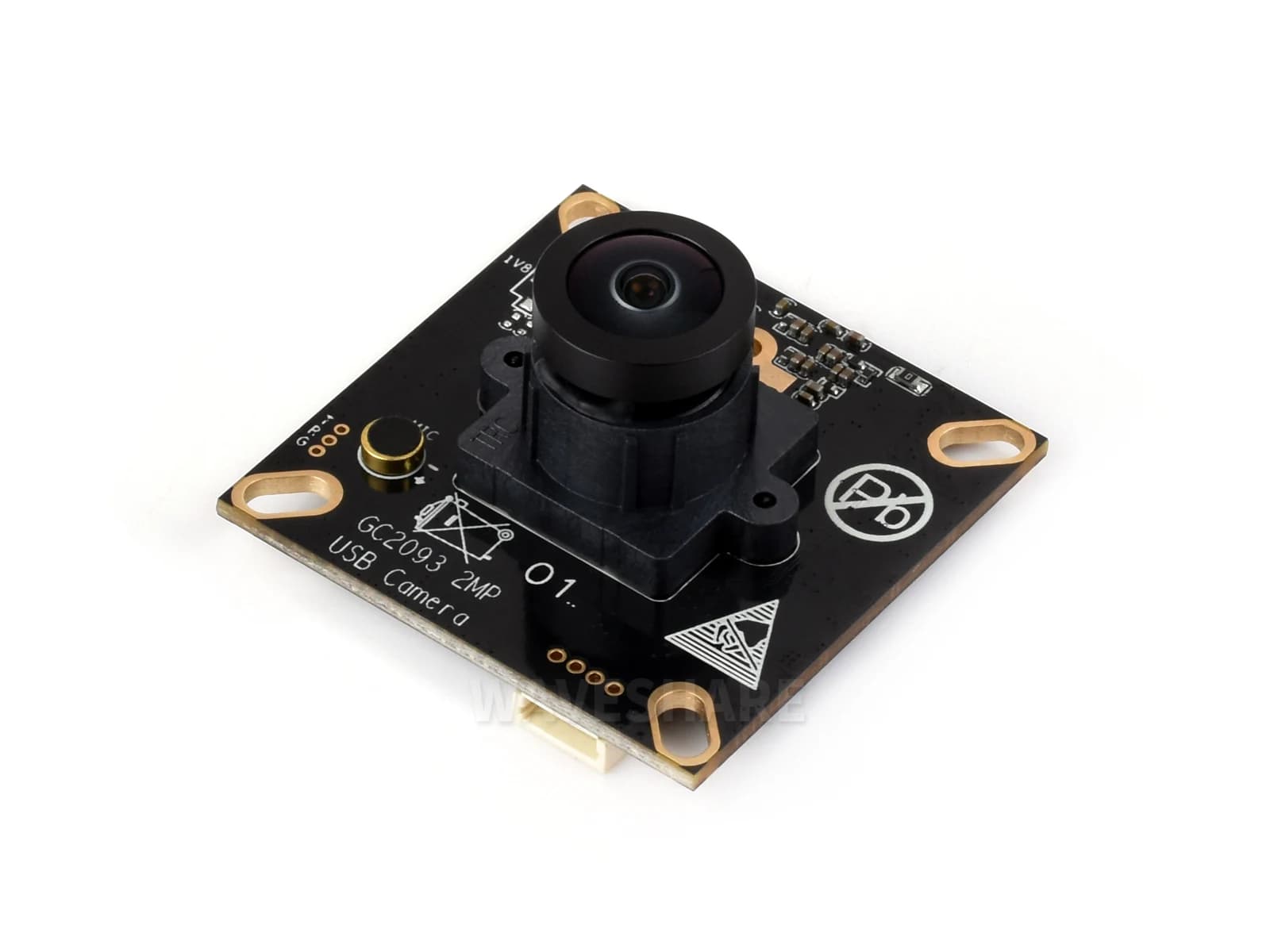 GC2093 2 MP USB camera module M12 lens, 170 ° Ultra wide angle, WDR 105 dB, built-in microphone, UVC Plug & Play for PC Raspberry Pi