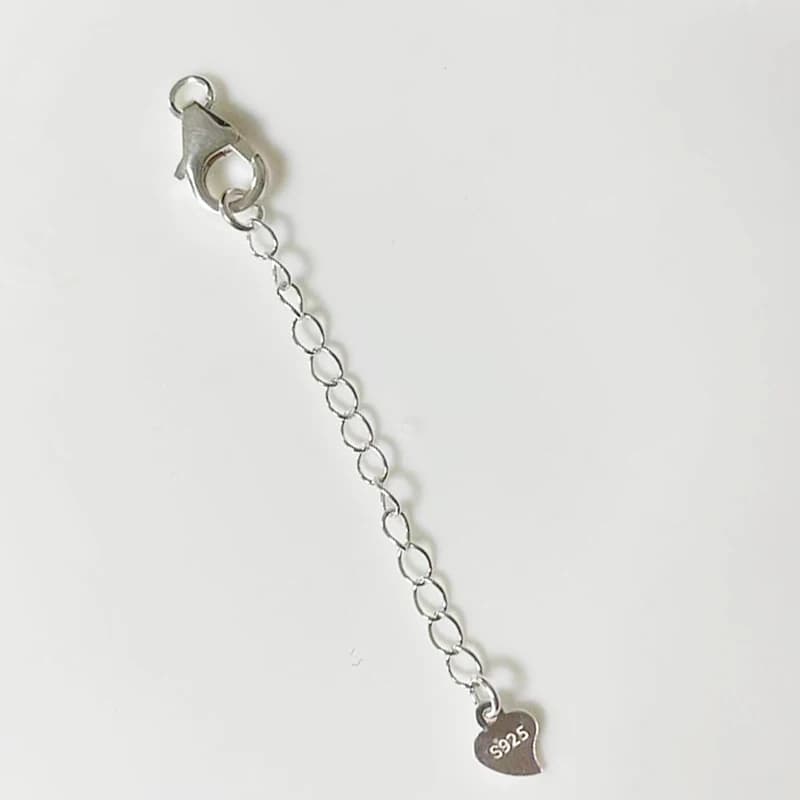 Chiusura a moschettone in argento Sterling massiccio 925 da 10mm con catena di estensione da 5cm in argento normale, rodiato/placcato oro