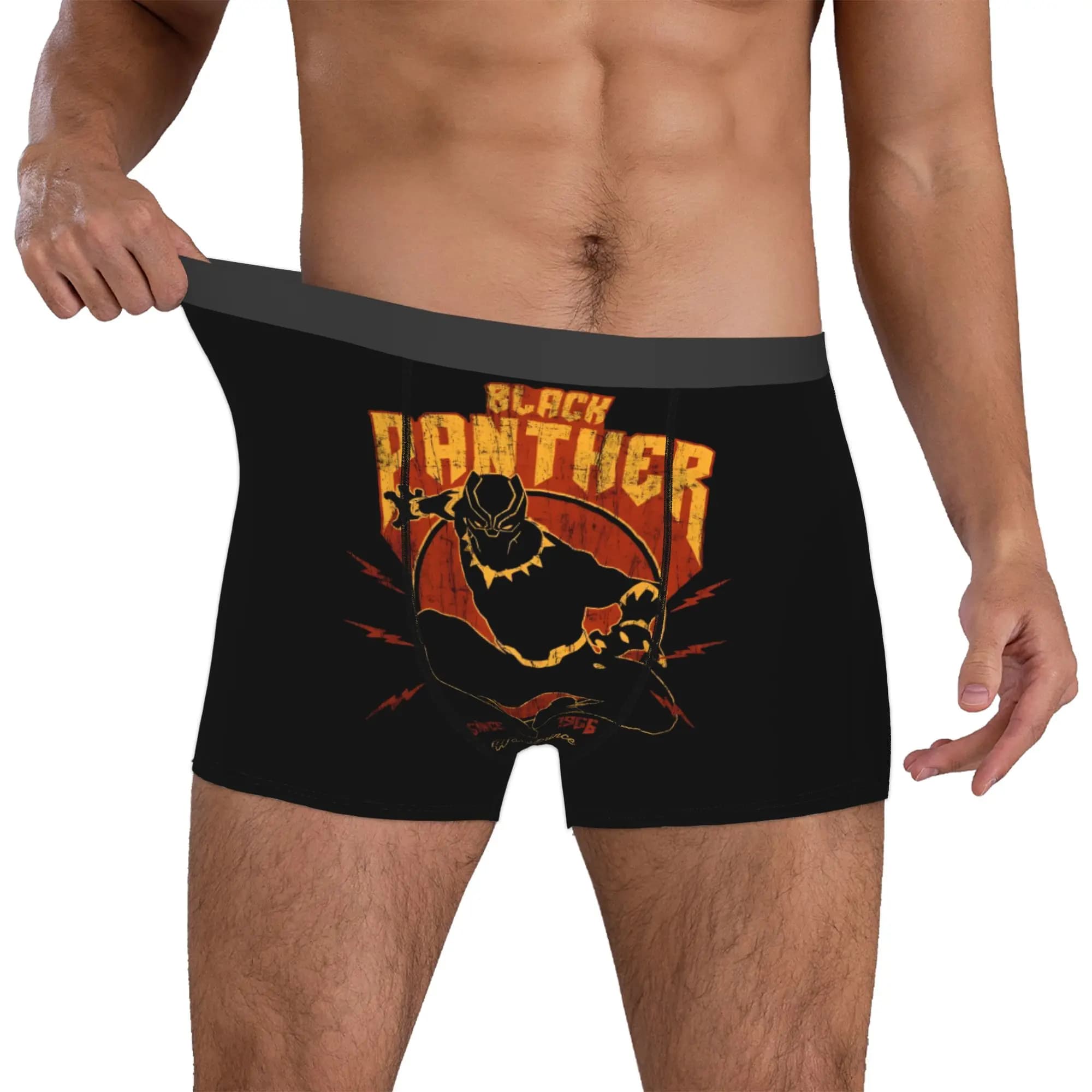 Boxer personalizzati neri P-Panthers, mutande da uomo, slip comodi, intimo a tema fumetti