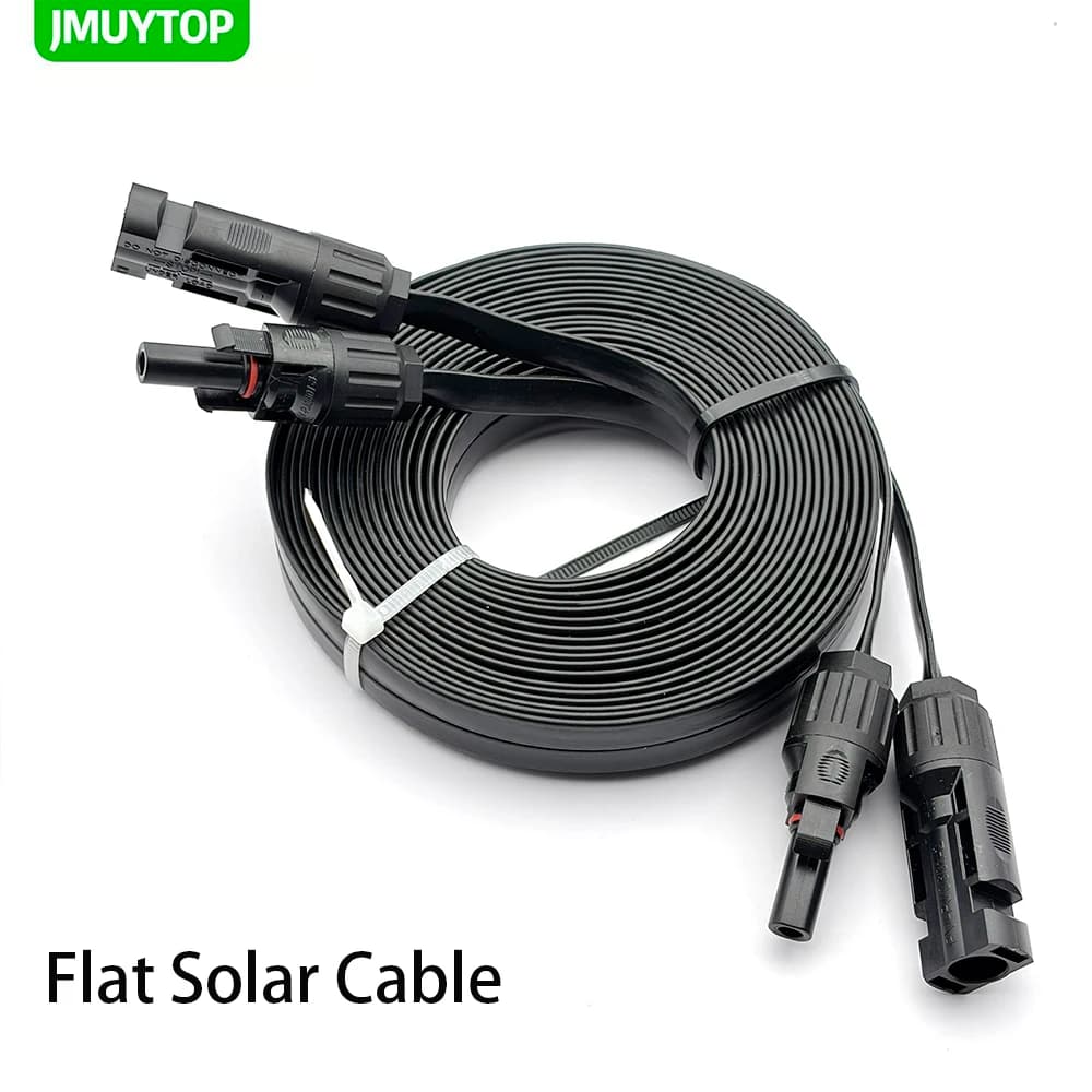 Cavo piatto JMUYTOP 12AWG MC-4 da 50 cm per finestra, per interfaccia connettore solare, pannello solare, stazione di alimentazione, balcone, passante per cavo piatto