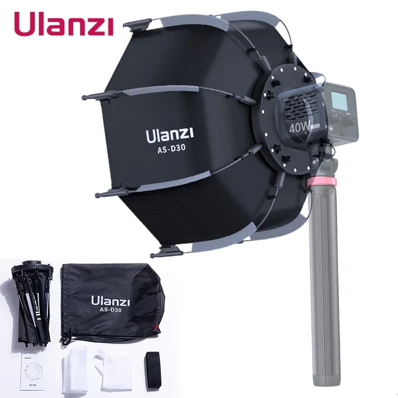 Ulanzi AS-D30 30 cm Portable Foldable Umbrella Ottagono Softbox Mini Bowens Mount Honeycomb Grip for Ulanzi LT028 40W COB LED