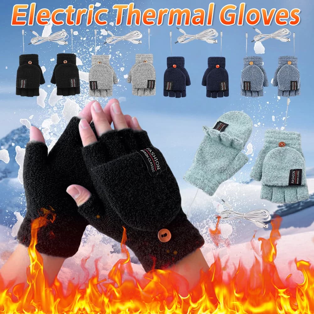 Guanti riscaldati elettrici Scaldamani Guanti Riscaldatore Termico USB Riutilizzabile Riscaldamento caldo invernale Laptop per guanti sportivi da sci