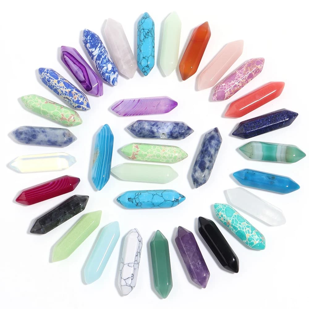 5Pcs Natural Stone Quartz Crystal Amethyst Hexagonal Pendulum Reiki Charm Pendants for DIY Jewelry Making Necklaces Accessories