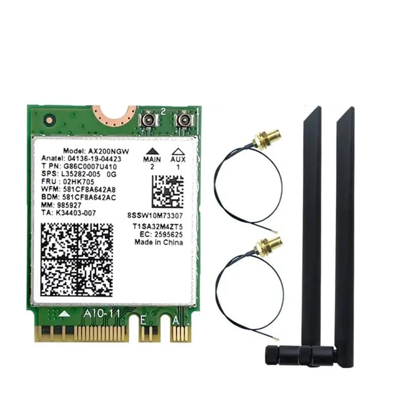 A23F-AX200NGW Scheda Wifi 6 + Antenna 8DBI 2.4G/5Ghz Bluetooth 5.2 Adattatore Wifi 2974Mbps Scheda di rete wireless per Win10/11