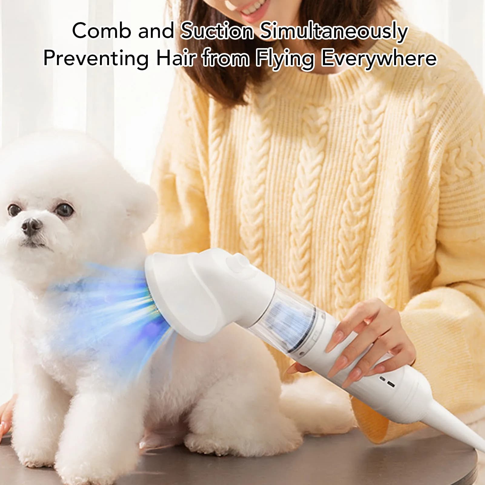 Aspirapolvere per toelettatura animali domestici Spazzola per spargimento automatica Kit per toelettatura sottovuoto per cani Kit per aspirapolvere per toelettatura animali domestici per tappeti da letto per gatti