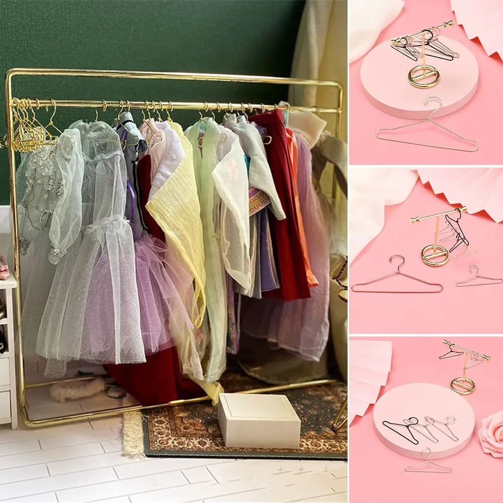 10pcs High Quality Cute Wardrobe Dress Clothes Hanging Mini Hangers Metal Accessories