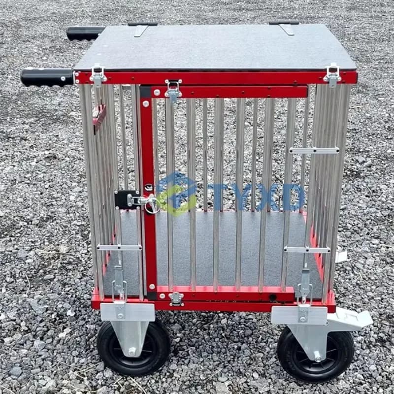 Mini One Berth Aluminum Pet Show Cart Silver Folding Dog Carrier Button Closure for Small Dogs Cats Featuring Animal Pattern