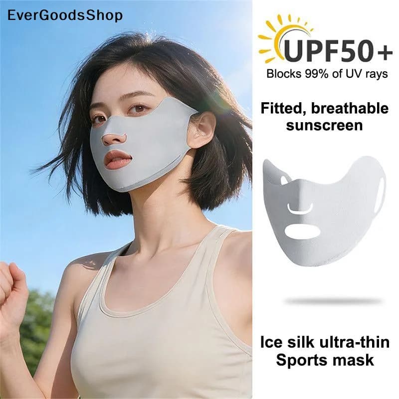 Nuova maschera in seta ghiacciata traspirante da 2 pezzi, lavabile, antipolvere, con protezione solare, anti-UV, per la guida, protegge gli angoli degli occhi