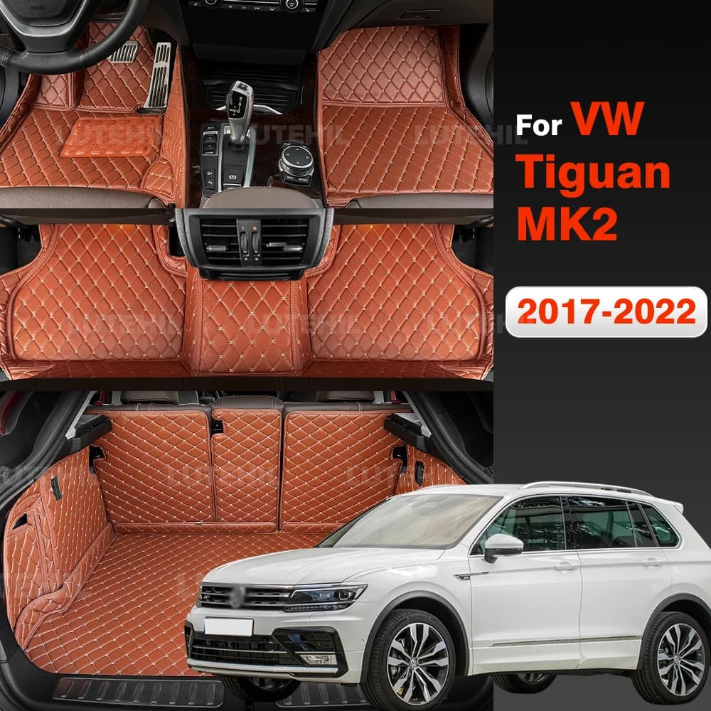 Tappetini auto Per Volkswagen VW Tiguan MK2 2017 2018 2019 2020 2021 2022 Bagagliaio di un'auto Zerbino Rilievi Del Piede Tappeto Copertura Accessori