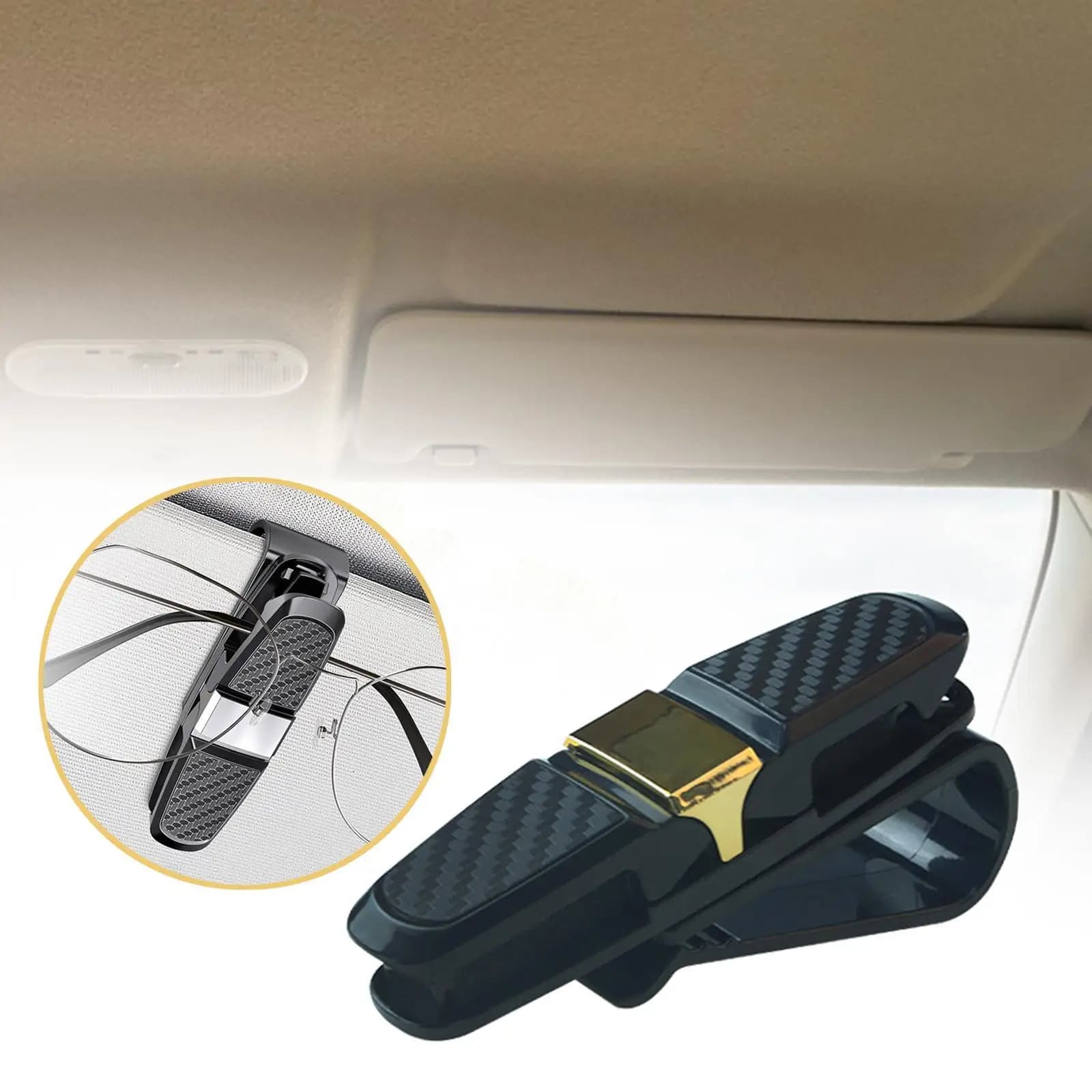 Support for car and SUV sunglasses, compact ABS clip for sunglasses, ticket holders and cards, double-end glasses hang