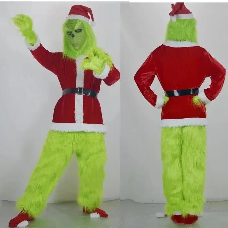 2026 New Christmas costume Cosplay Dresses Dress up Showsuit for Santa's Green Hair Strange Monster Party