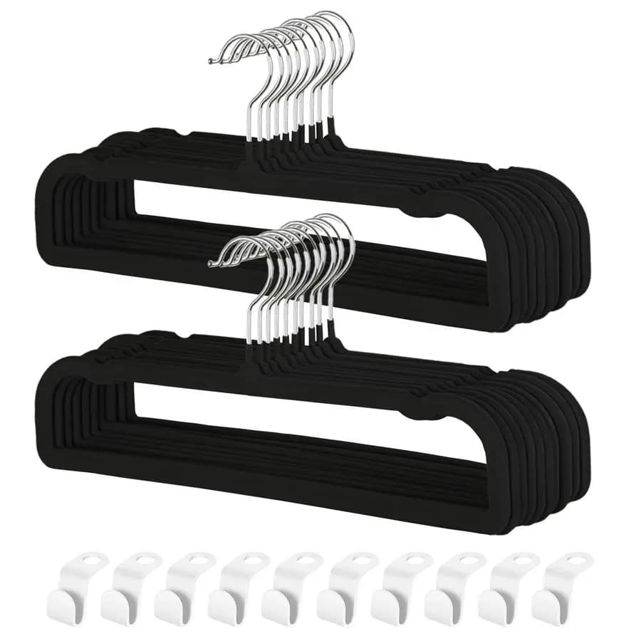 Velvet Anti-slip hanger (Pack of 20) for Wardrobe, Space, Robusti and Durevoli, with 360° rotation