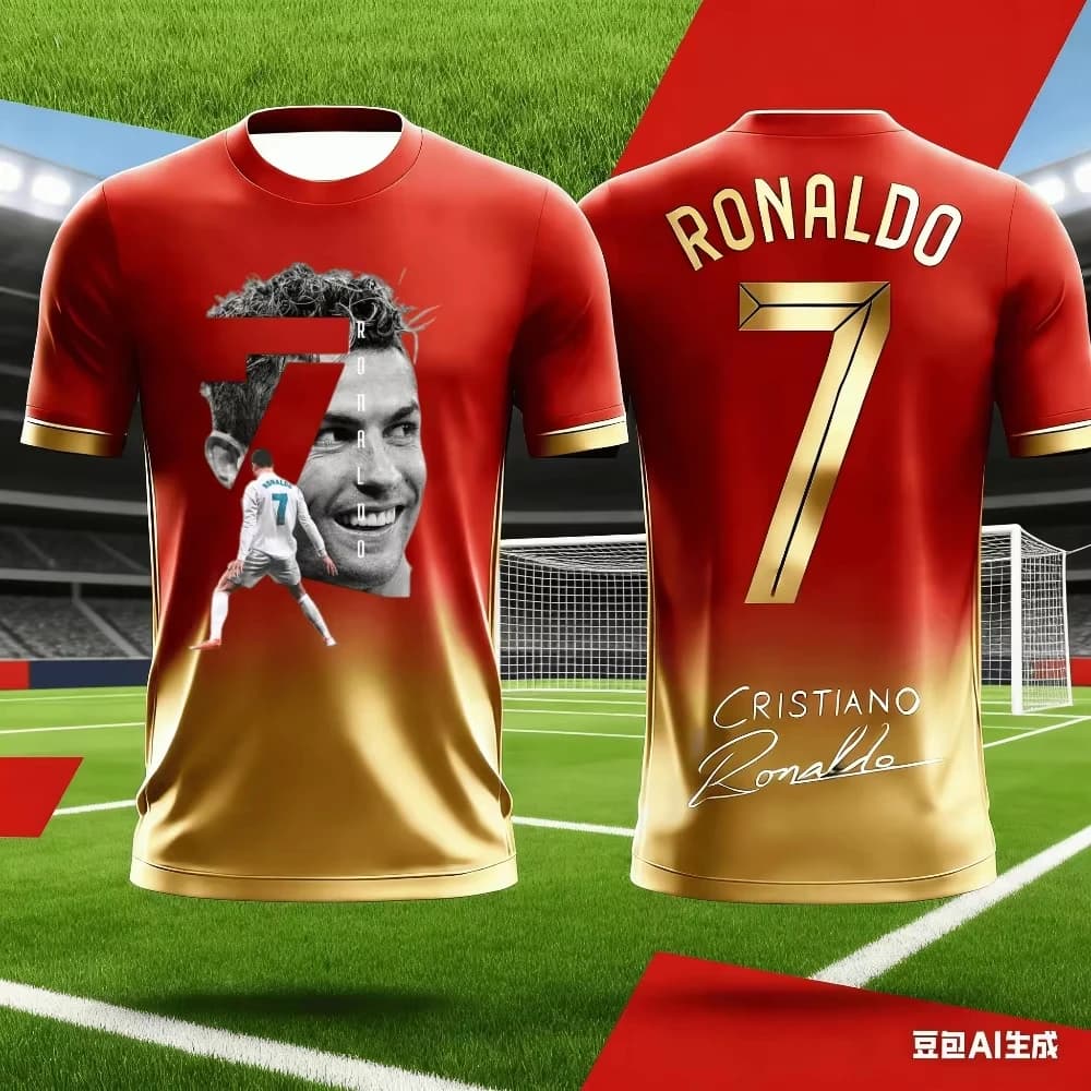 Summer 3D Printed Design Children's Outfit Football Jersey T-shirt Loose and Comfortable Suitable for Daily Wear