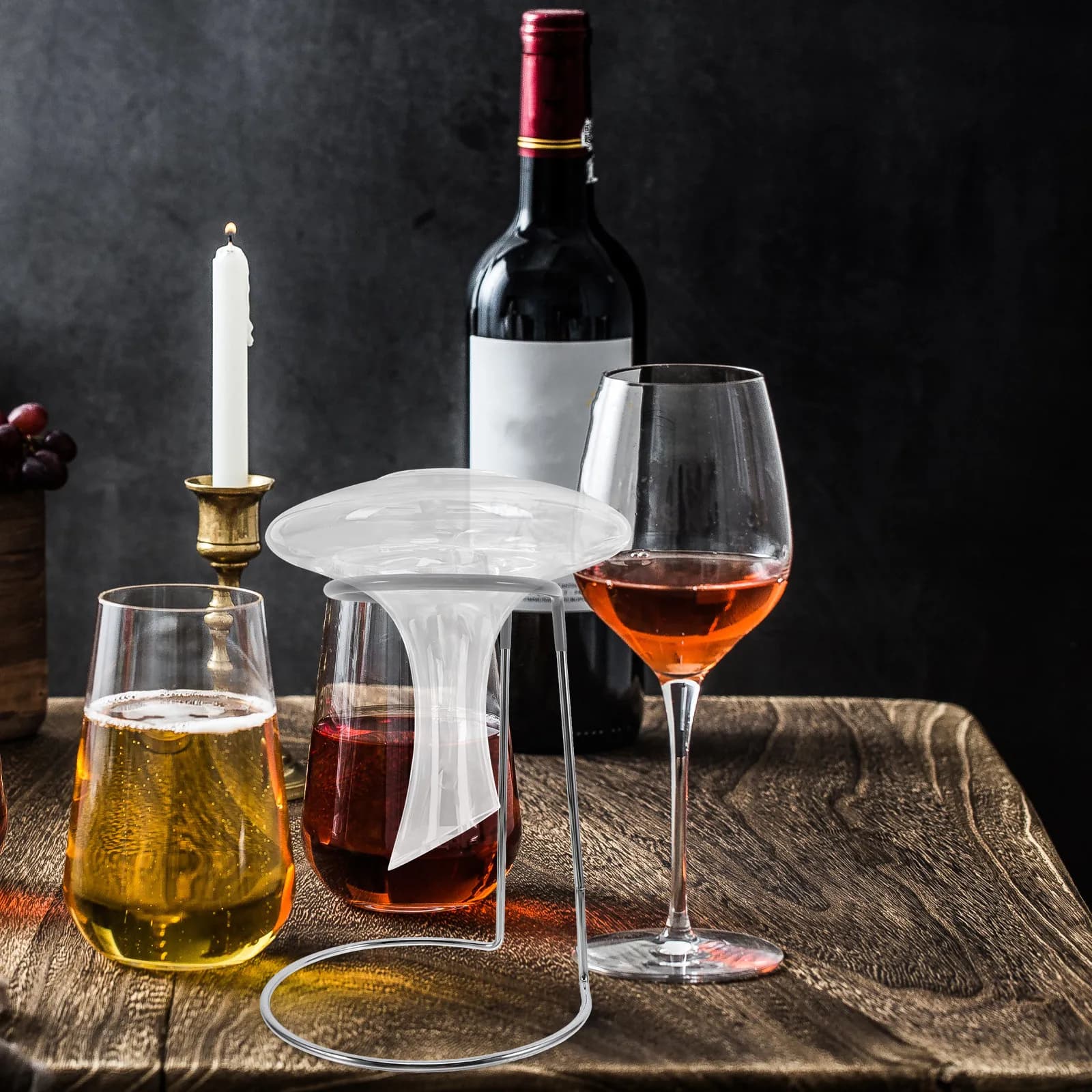 Supporto in ferro per decanter in vetro, espositore da cucina per decanter, porta calici, porta bottiglie di vino