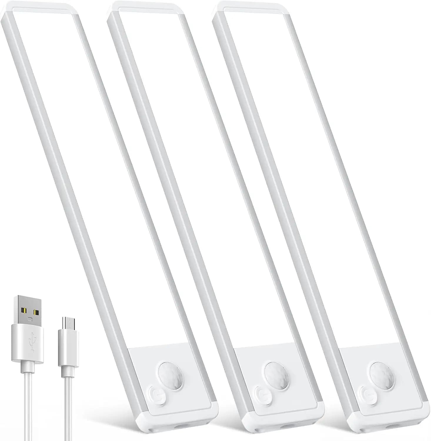 Luci LED Dimmerabili Ricaricabili da 12 Pollici con Sensore di Movimento per Sottopensili - Funzionamento a Batteria per Cucina, Bagno, Armadio - Confezione da 3