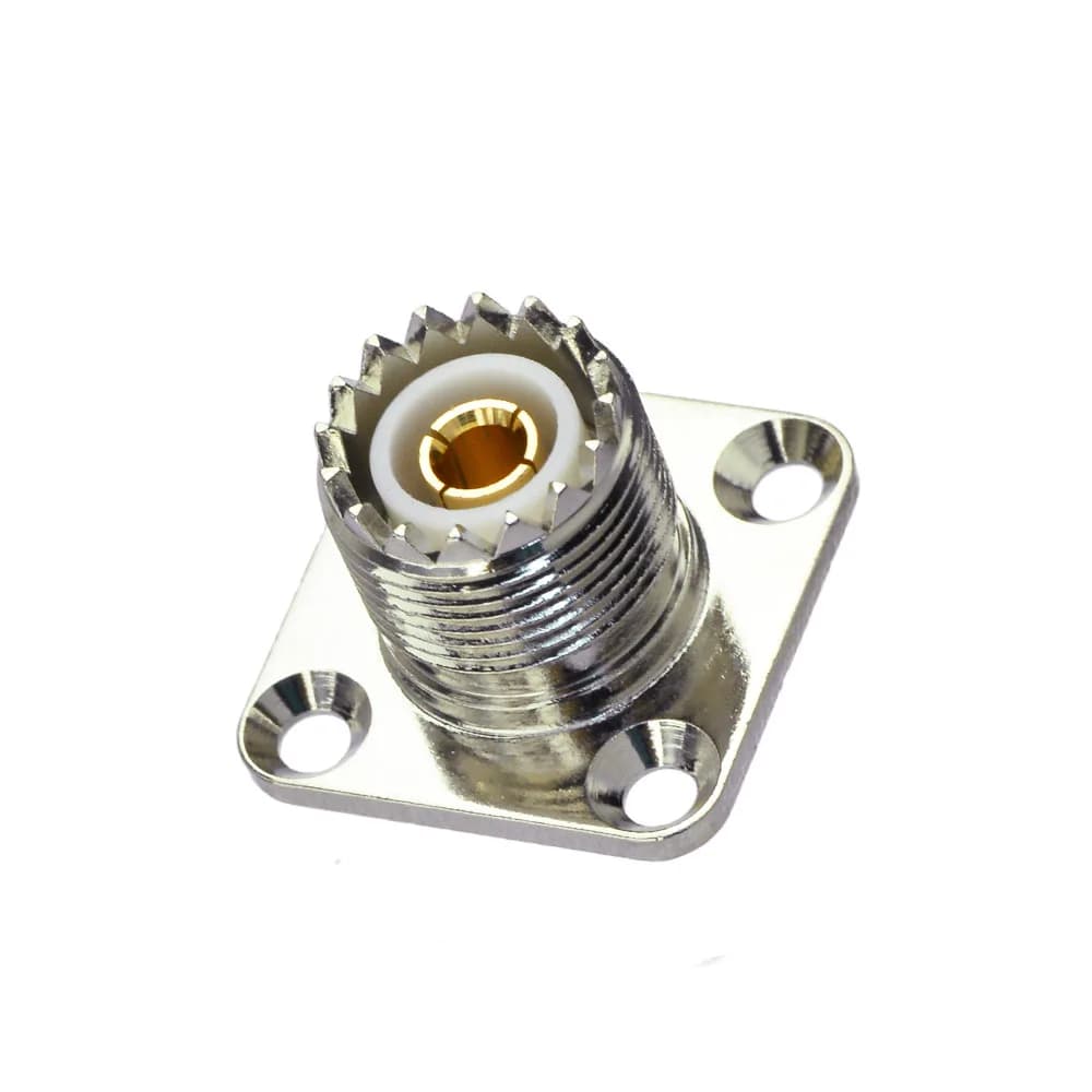 Eightwood 5 pz UHF Jack Femmina RF Adattatore Connettore Coassiale Dritto 4 Fori Flangia Solde con Tazza di Saldatura per Antenna Radio WiFi