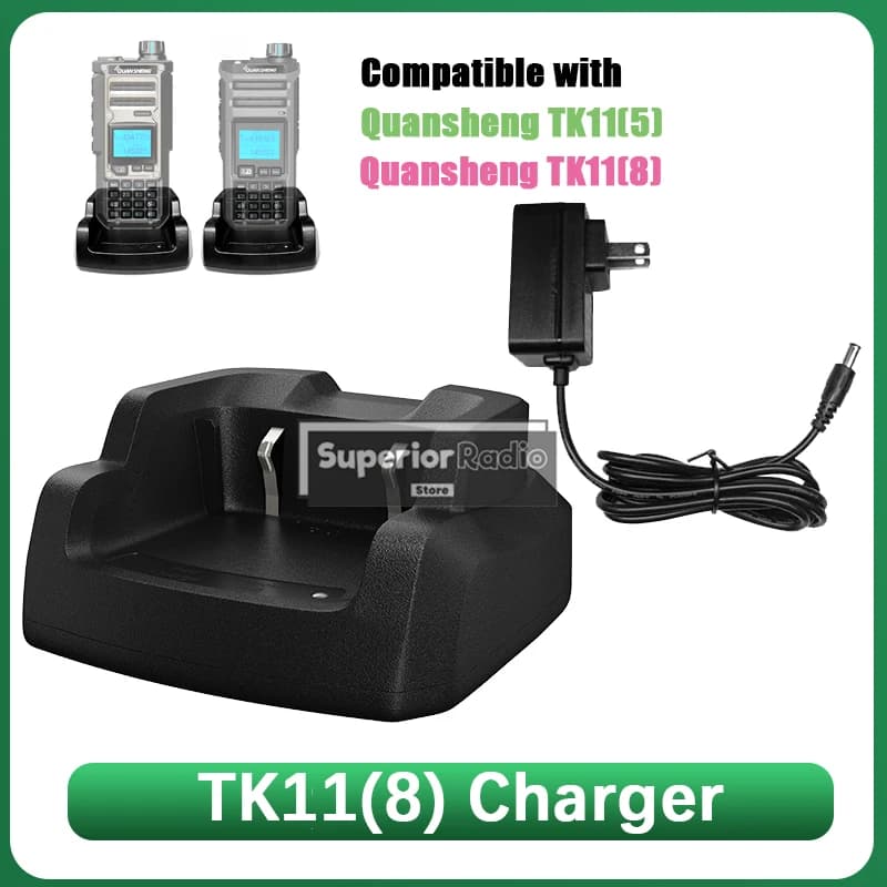 Quansheng TK11(8) TK11(5) Walkie Talkie Base Charger Original Li-ion Battery Desktop ChargerTK115 TK118 Ham Radios Accessories