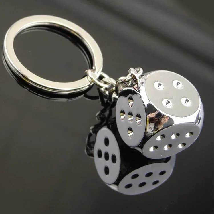 Donna Uomo Intrattenimento Mahjong Dadi Portachiavi Carino Solido Geometria Modello Giocattolo Portachiavi Ciondolo Quadrato in Metallo Chiave Auto Charms