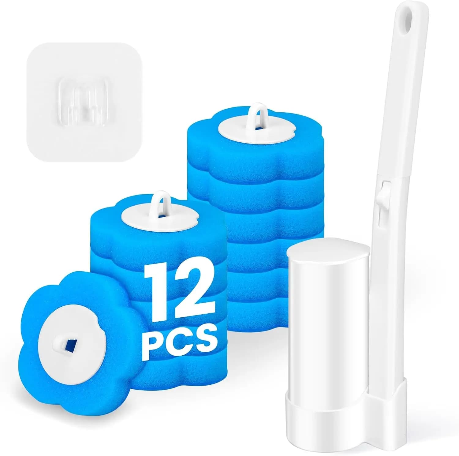 Kit Spazzola per WC Usa e Getta con Supporto e 12 Ricariche, Sistema Efficiente per la Pulizia del Bagno e Facile Manutenzione