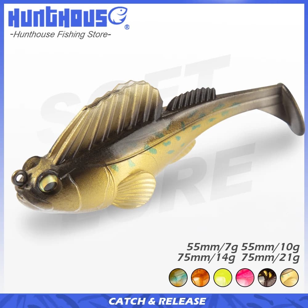 Hunthouse Jig Fishing Lure Coated 75mm/14g Soft bait All swimbaits of water for trout Luccio Spigola Shad Fish persico Face lw226
