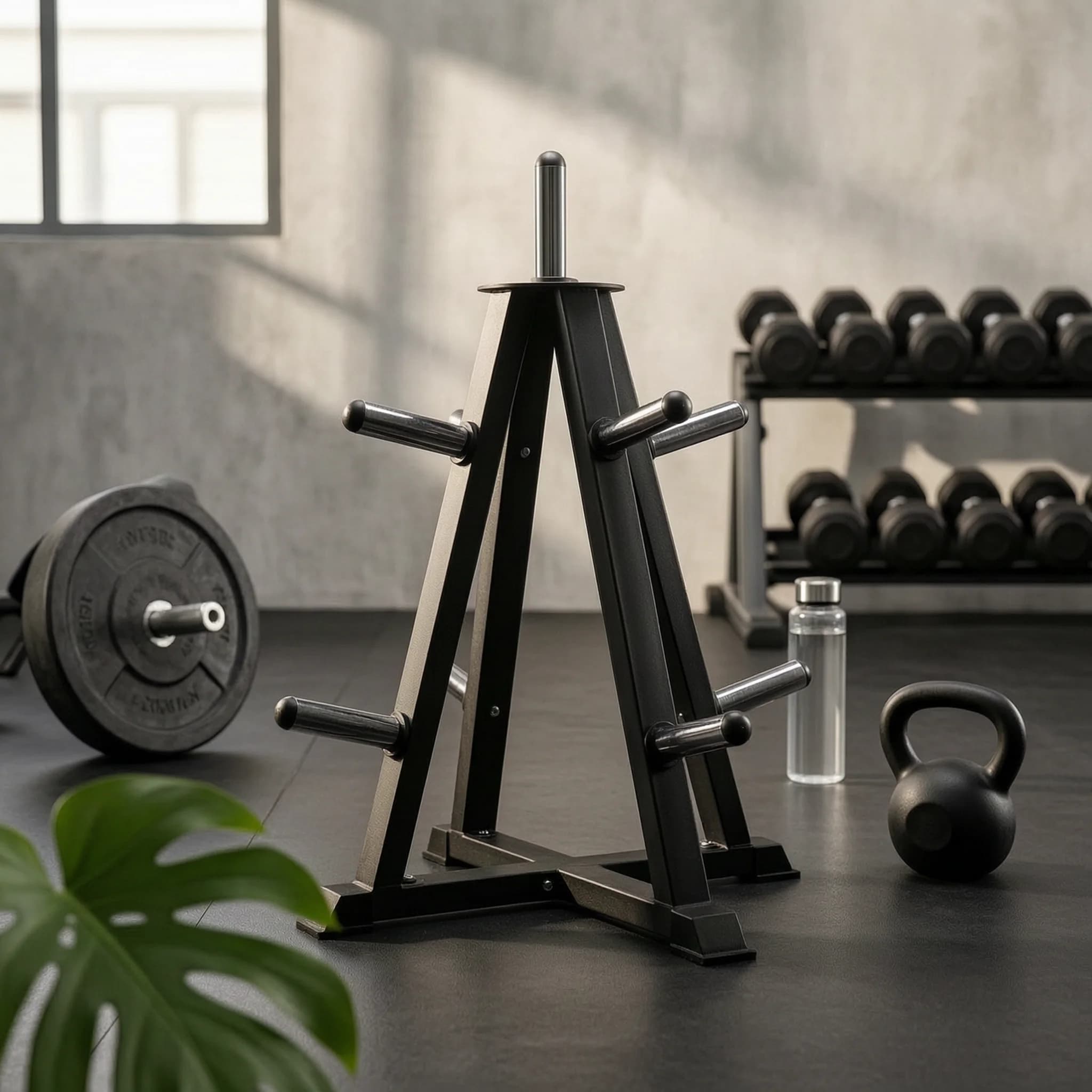 Barbell Plate Storage Rack Upright Weight Plate Rack Stable Long-Lasting for Weightlifters, Home Gym, Fitness Studio