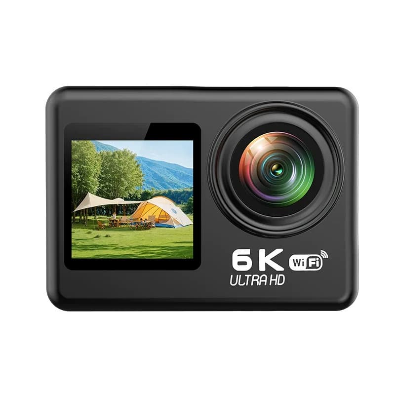 Action Camera WiFi con Stabilizzazione 6K, Video 4K, Controllo Touch, Riprese Wireless HD per Ciclismo, Pesca Subacquea e Video