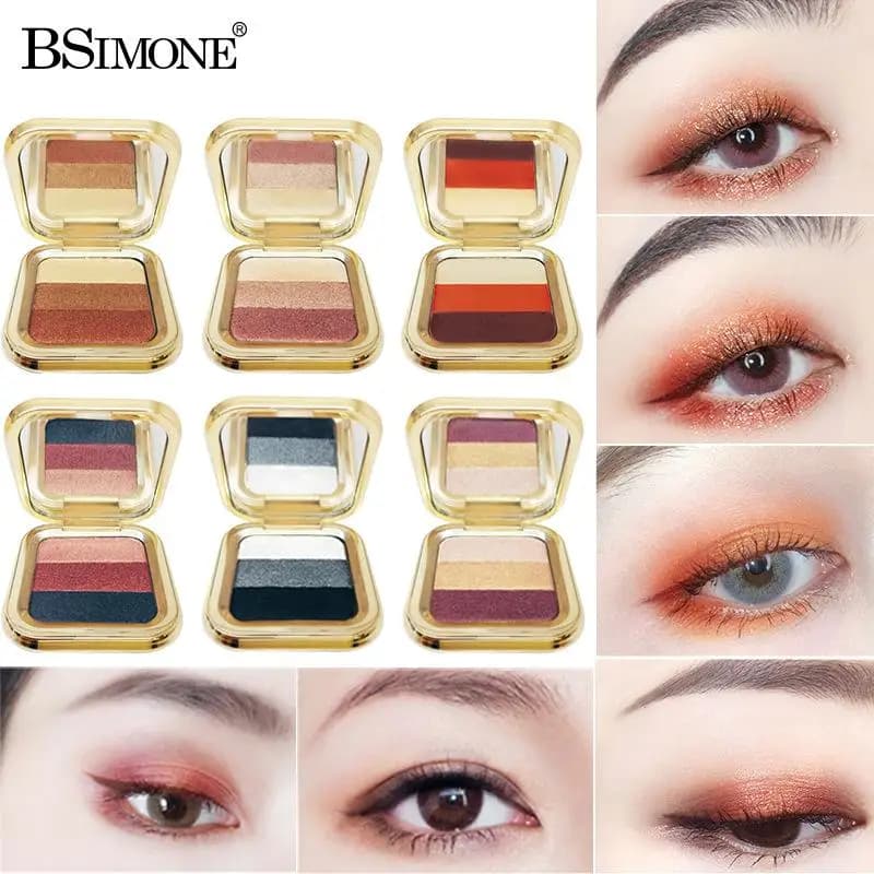 BSIMONE Mini Palette Shadows 3 Colors - Long Life, Effect Mirror, Non-Volatile Powders with Opaca Finish Super Gradable