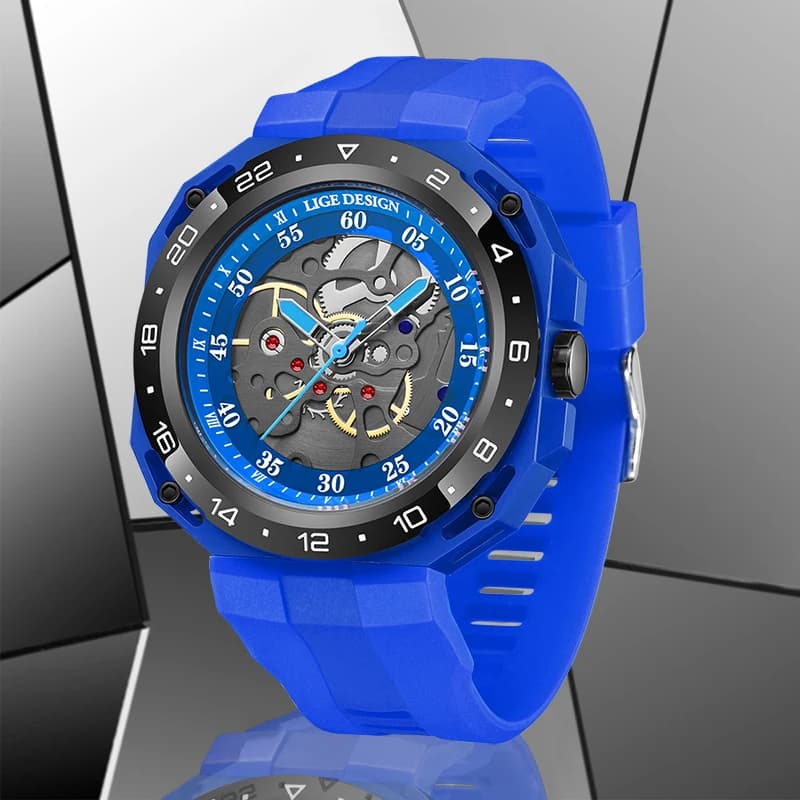 Orologi al Quarzo LIGE dal Design Creativo per Uomo, Orologio da Polso Sportivo Casual alla Moda con Cinturino in Silicone, Impermeabile e Luminoso
