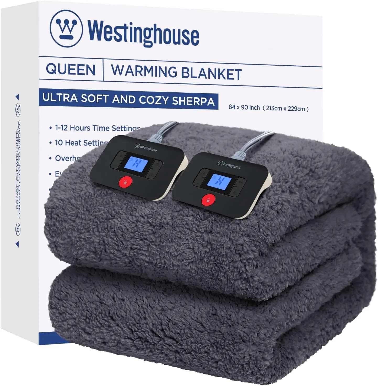 Coperta Elettrica Misura Queen, Morbida Coperta Riscaldata in Peluche Sherpa con 10 Livelli di Riscaldamento e Spegnimento Automatico da 1 a 12 Ore, Lavabile in Lavatrice, 84