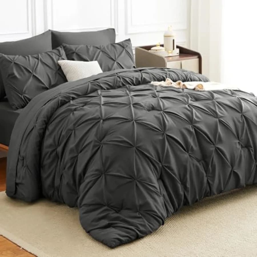 Set Letto Completo 7 Pezzi con Piumone, Set Biancheria da Letto Morbida per Tutte le Stagioni con Piumone e Lenzuolo Piatto
