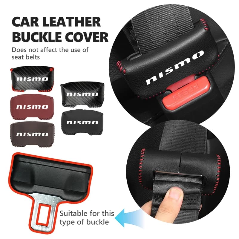 PU Leather Car Seat Belt Buckle Clip Cover Protector Anti-Scratch Case For Nissan Nismo Qashqai J11 Juke Tiida X-trail 350Z