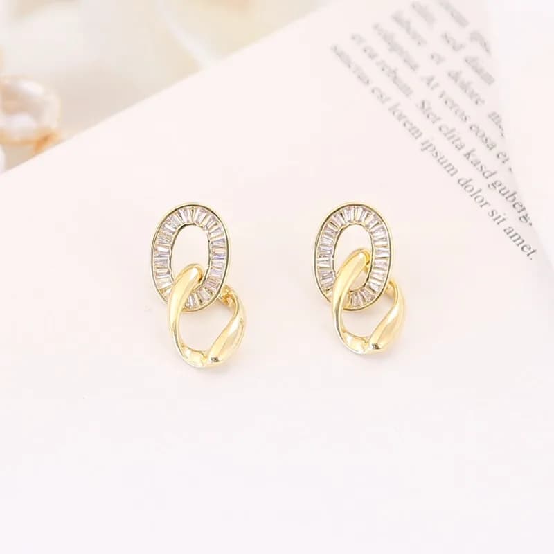 Nuovi Orecchini a Catena con Zirconi Incastonati, Perno in Argento 925, Eleganti e di Lusso, Semplici, alla Moda, Versatili, Orecchini a Perno di Nicchia