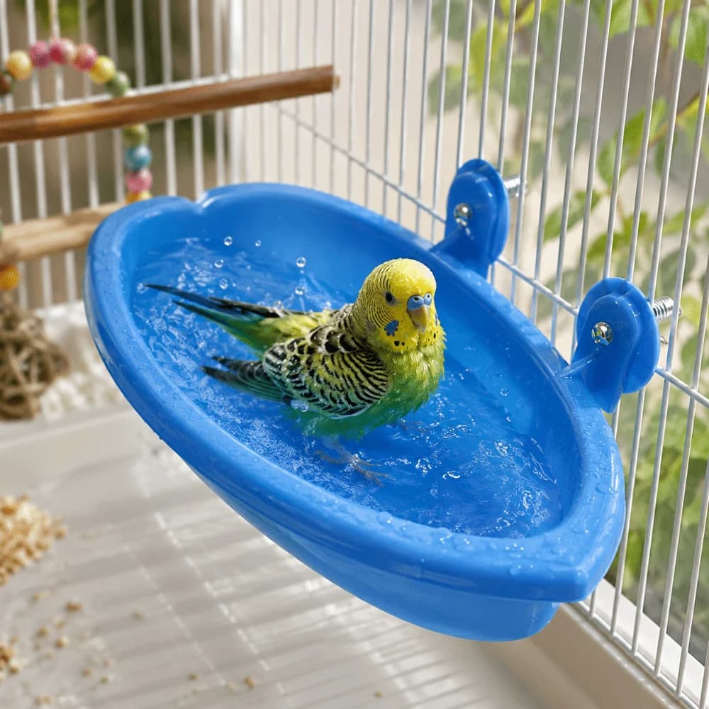 Multifunctional Bird Bath Shower Durable Swimming Pool Parrot Bath Basin Food Box Large Capacity Bird Drinking Bowl Pet Toys