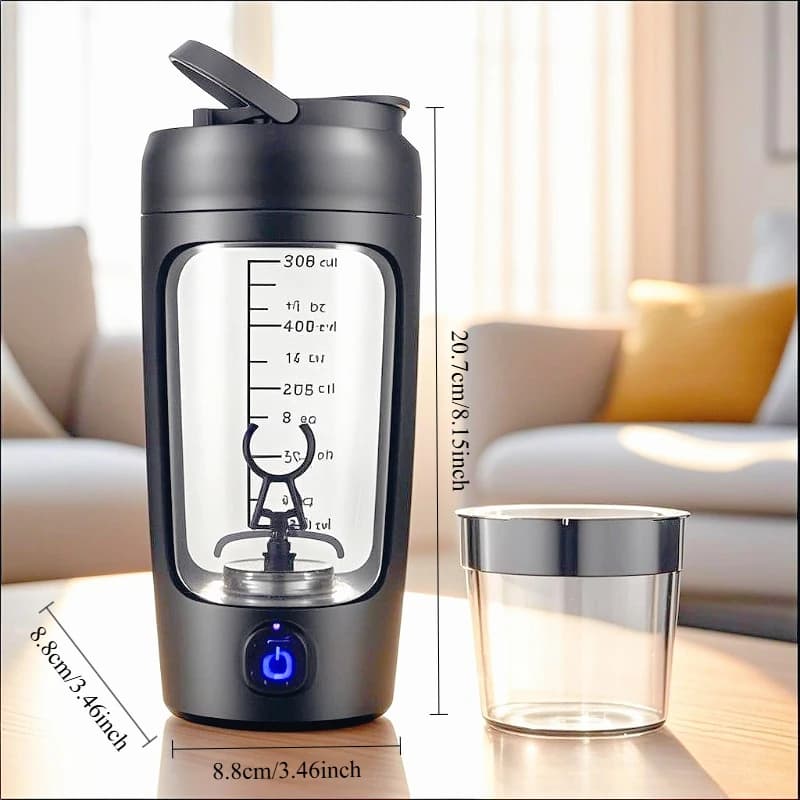 Tazza elettrica per shaker proteico da 630 ml con contenitore per la conservazione della polvere Tazza per miscelatore Bottiglie d'acqua sportive per palestra con frusta a filo Palla Bicchieri