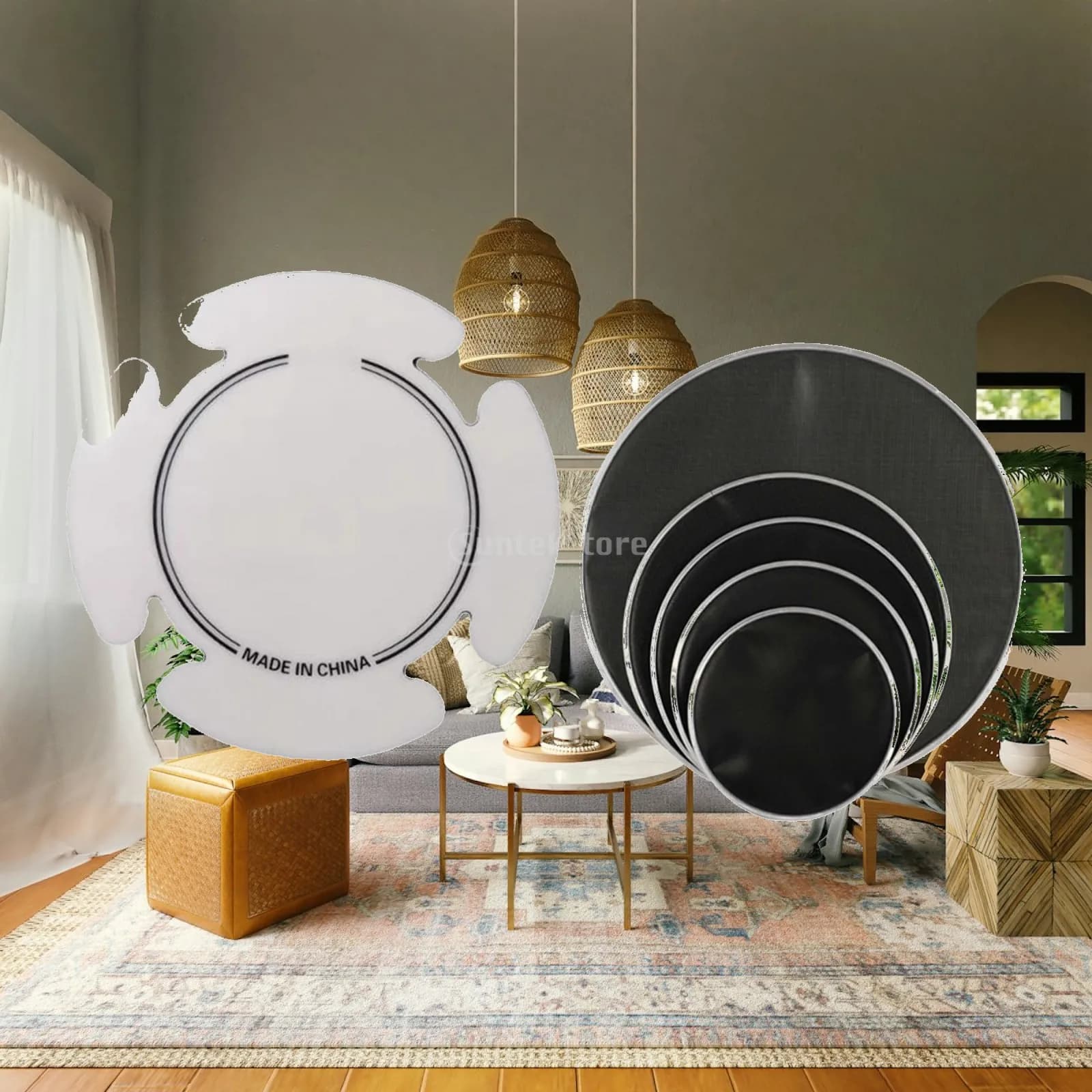 Drum Set Drumhead Reinforced Mesh Skin Mute Practice Pad Pet Alloy Percussion Instrument Part for Drums Tuning